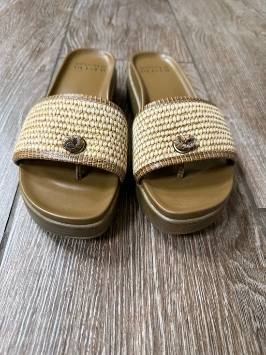 Donald J. Pliner Farrah Natural Woven Slide Sandals- 7.5 - Picture 3 of 9